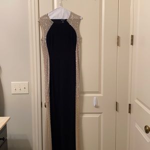 Elegant Black Gown with Crystal Details